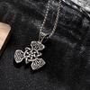 Men's Vintage Stainless Steel Four-Leaf Cross Knot Pendant Necklace with Long Box Chain