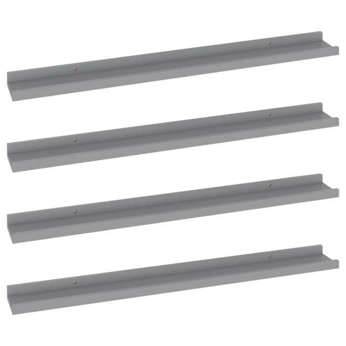 VidaXL Wall Shelves 4 Pcs Grey 80x9x3 Cm