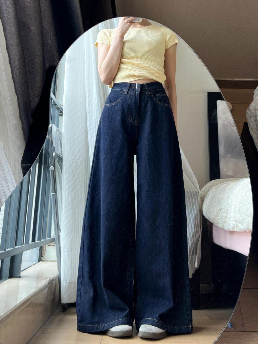 

Джинсы Spicy Girl с высокой талией, в стиле ретро, с широкими штанинами – Маленький размер, Свободные, Стройнящие, Брюки длиной до пола XX-Large темно-синий