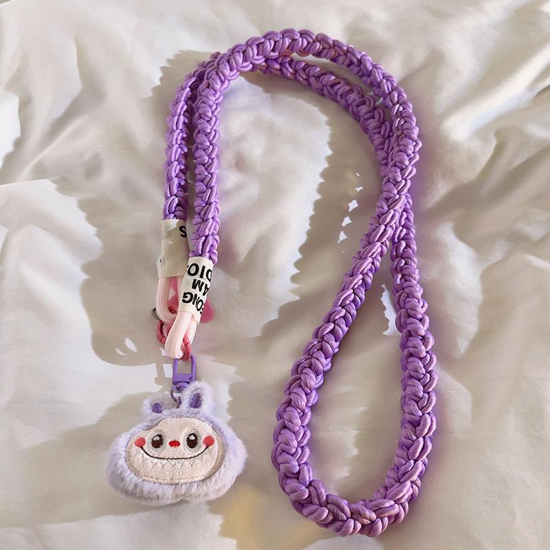 Kawaii Labbubu Phone Strap Long Single Shoulder Cell Phone Lanyard  With Pendant Adjustable Phone Leash  Anti Loss Rope