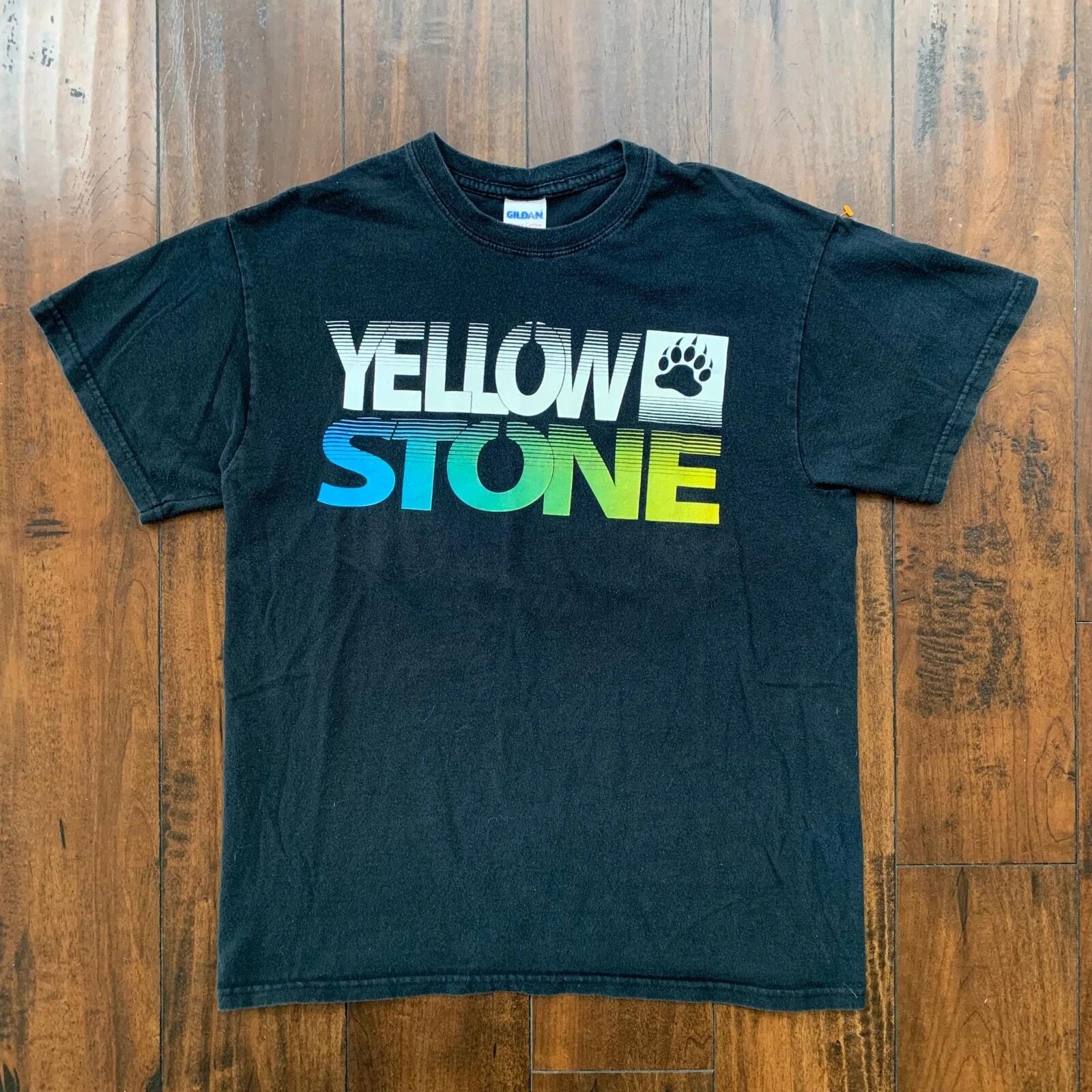 

Yellow Stone Y2K Vintage Style T Shirt Bear Paw Animals Woods Forest Nature Cool 3XL