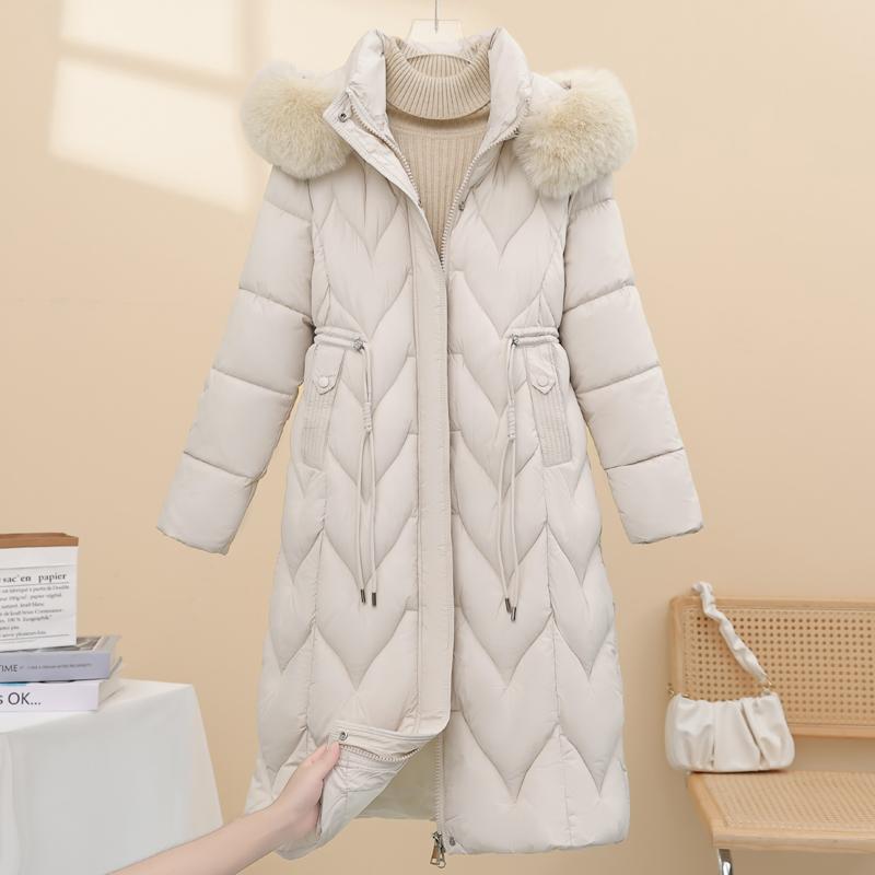 Fashion Winter Woman Coats Hooded Faux Fur Collar Thick Warm Plus Size Long Parkas Loose Women's Jackets