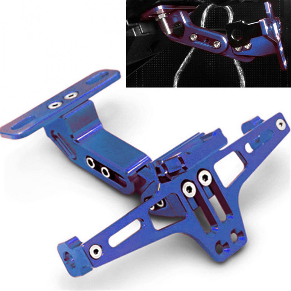 Blue Aluminium Alloy Motorbike Multiangle Adjustable License Number Plate Holder