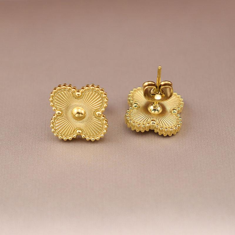 Cercei tip clover cu patru foi din oțel inoxidabil pentru femei Cercei din oțel cu trifoi titan