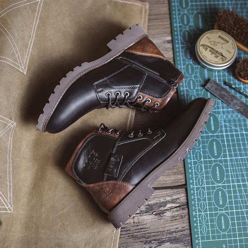 Men's British Style Leather High-Top Work Boots