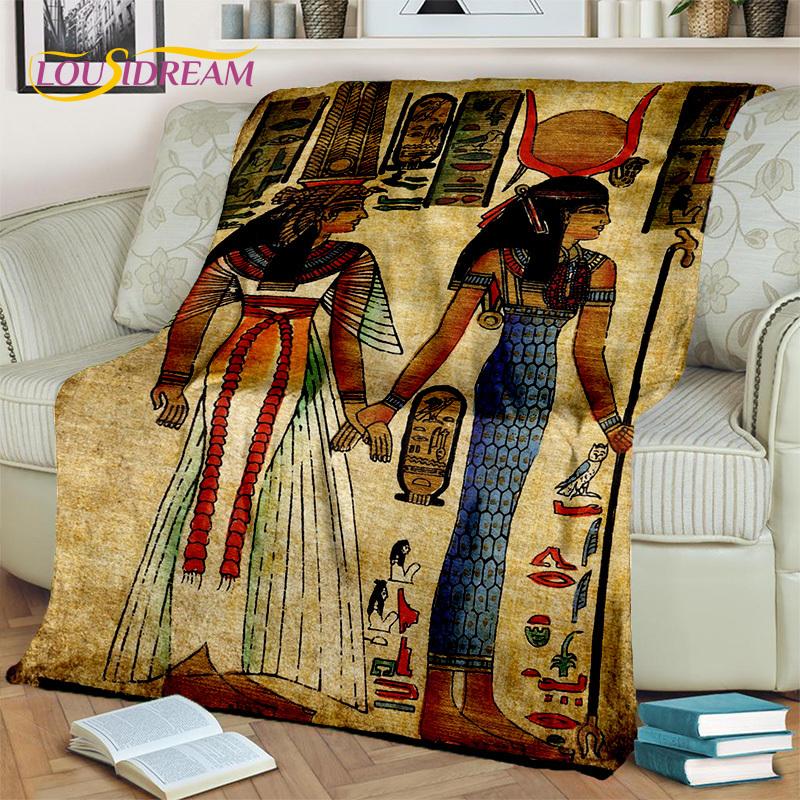 Decke mit ägyptischen Mythologie-Pharao-Hieroglyphen, weiche Überwurfdecke für Zuhause, Schlafzimmer, Bett, Sofa, Picknick, Reisen, Büro, Decke