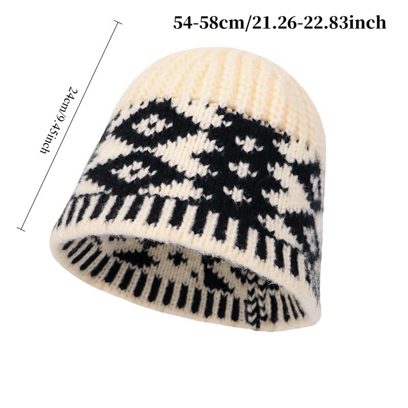 Vintage Karierter Damen Bucket Hat Winter Gestrickter Fischerhut Warmer Damen Glockenhut Hut mit Ohrenschutz Herbst und Winter Outdoor-Sport