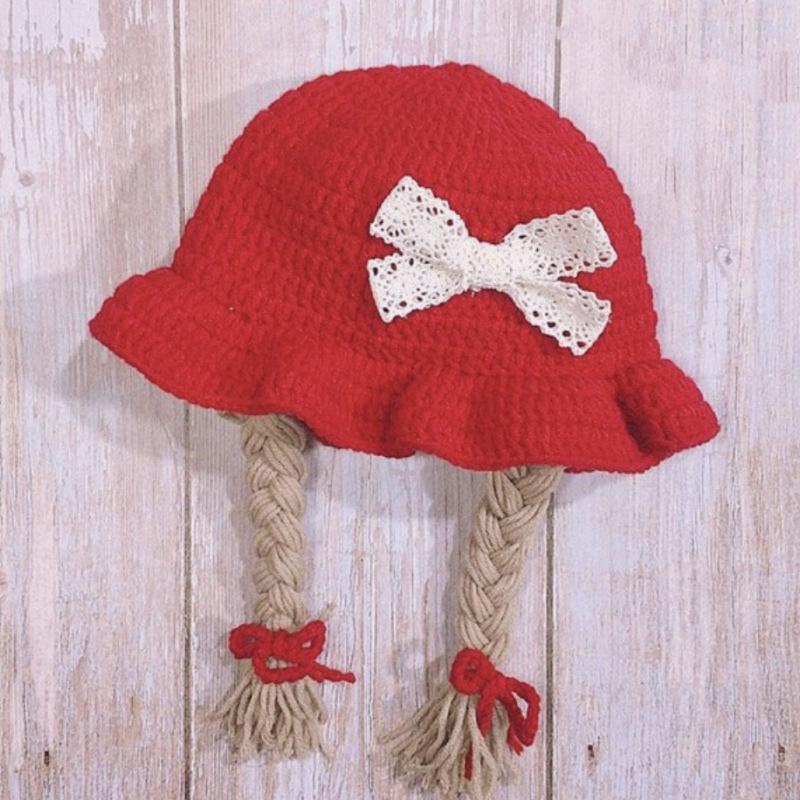 New hand knitted funny woolen hat long horn lace clown pullover hat