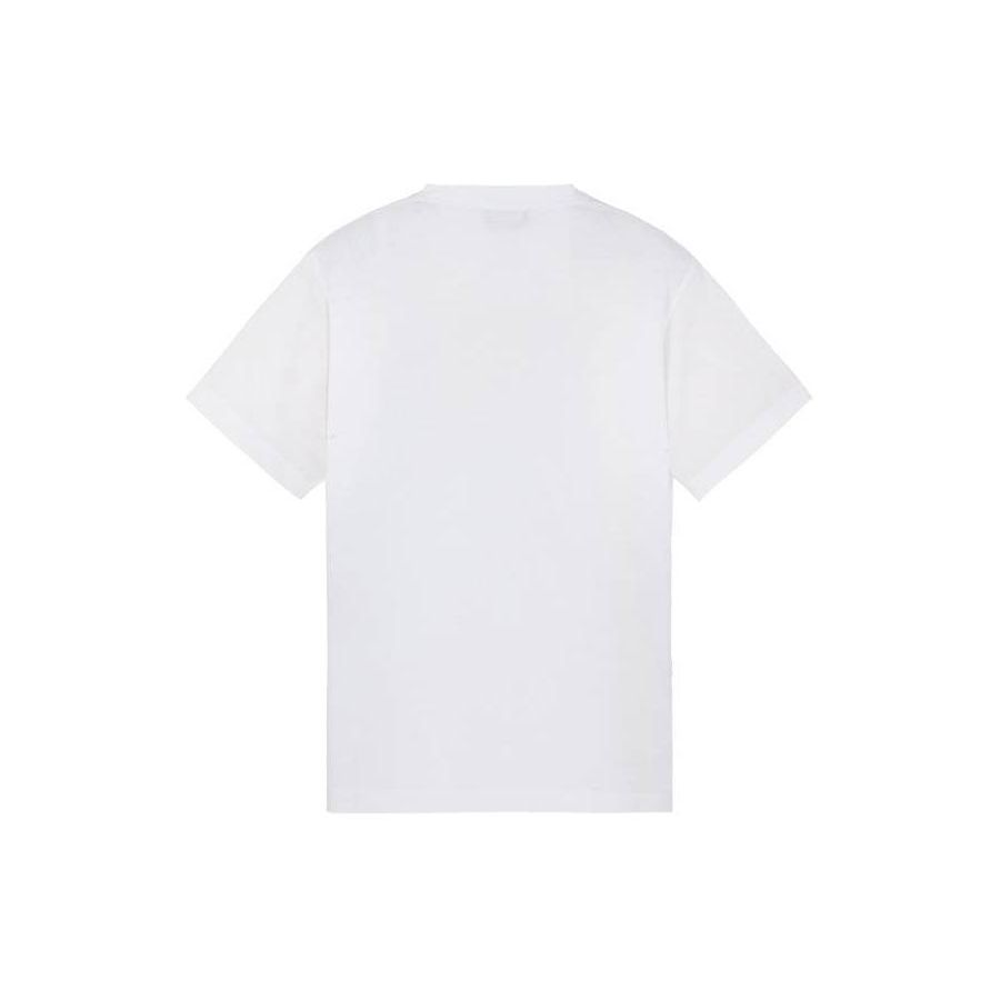 STONE ISLAND Plain Crew Neck Short Sleeve T-Shirt Men Tops White 80152NS84-V0001