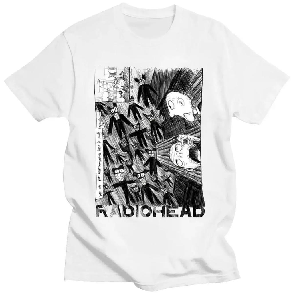 Radiohead Graphic Unisex Print TShirt Hip Hop Rock Band T Shirt Fashion Casual Crew Neck Short Sleeve Plus Size T Shirt Unisex Tee