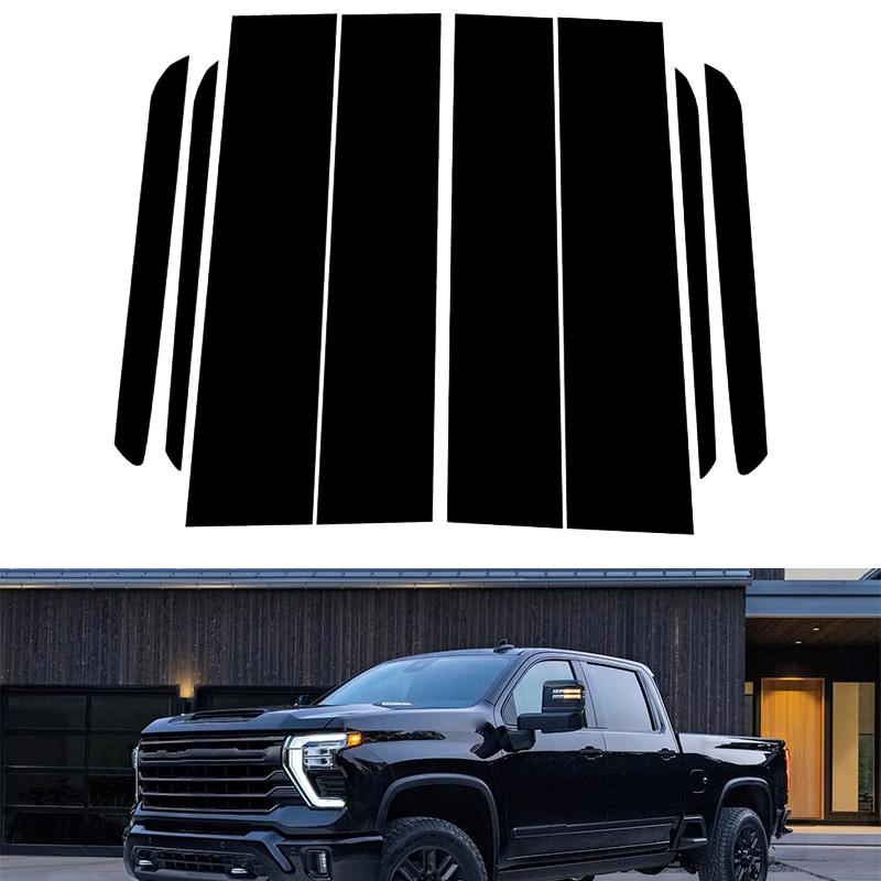 8Pcs Car Pillar Posts Window Molding Cover Trims BC Column Panel Parts Decoration Stickers Fit For Chevrolet Silverado 2500 HD /3500 HD 2020-2025