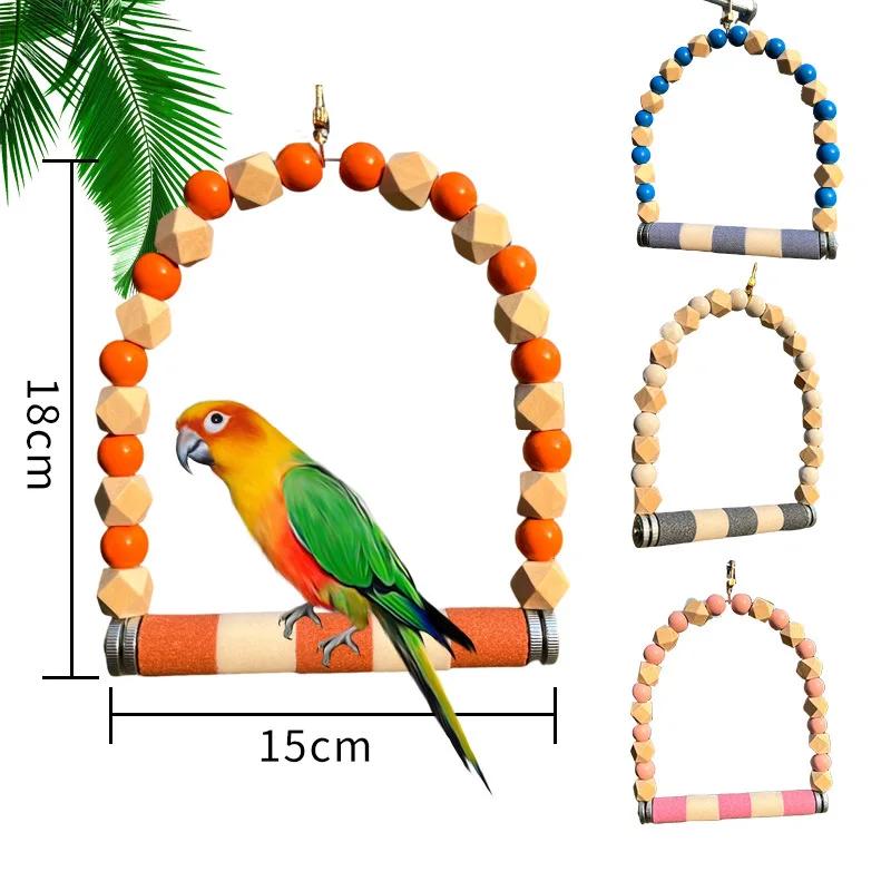 Bird Bite Toy Parrot Station Pole Grinding Claws Molar Stand Bird Swing Training Interactive Products Bird Cage Nest Accessories