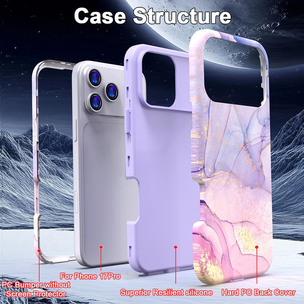 For iPhone 17 Pro Case Water Transfer Printing PC+TPU Phone Cover