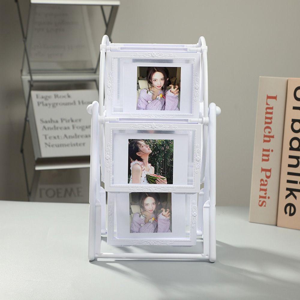 Vintage Rotating Wheel Picture Frame 5inch 12 Photos Classic Ferris Wheel Photo Display Frame DIY Rectangular Photo Organizer