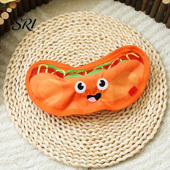 Pet Toy For Aggressive Chewers Interactive Toys Thickened Oxford Cloth Bite Resistant Squeaky Dog Chew Cute Food Shaped with Sound Shapes Burger Pizza