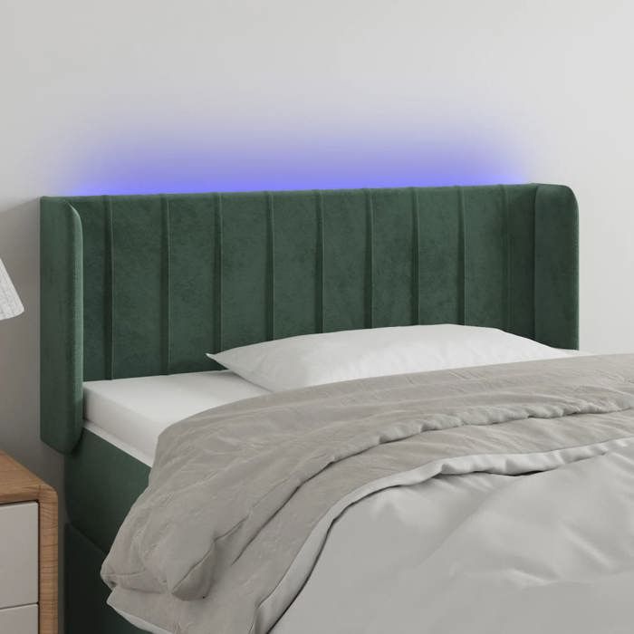 VidaXL LED Headboard Bedroom Furniture Single Bed Accessory Headboard Bed Frame Interior Dark Green 3123507
