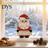 Natural Wood Hanging Sign Christmas 2D Wooden Welcome Sign, Cartoon Santa Snowman Tree Party Wall Art Door Hanger with Rope, Xmas Porch Front Holiday
