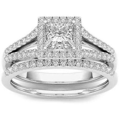 Trendy Women Rings With Brilliant Cubic Zirconia Luxury Engagement Rings Fashion Wedding Rings Set