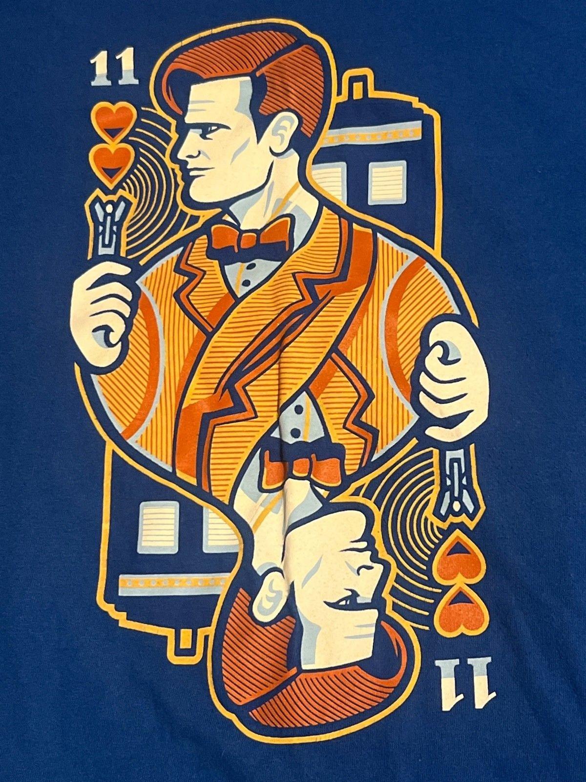 Doctor Who 11th of Hearts Cards Matt Smith Satire Parody Teefury Men Shirt 2XL M