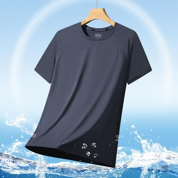 Men's Plus Size T-shirt Round Neck Summer Sports Short Sleeve Quick Drying Thin Clothes