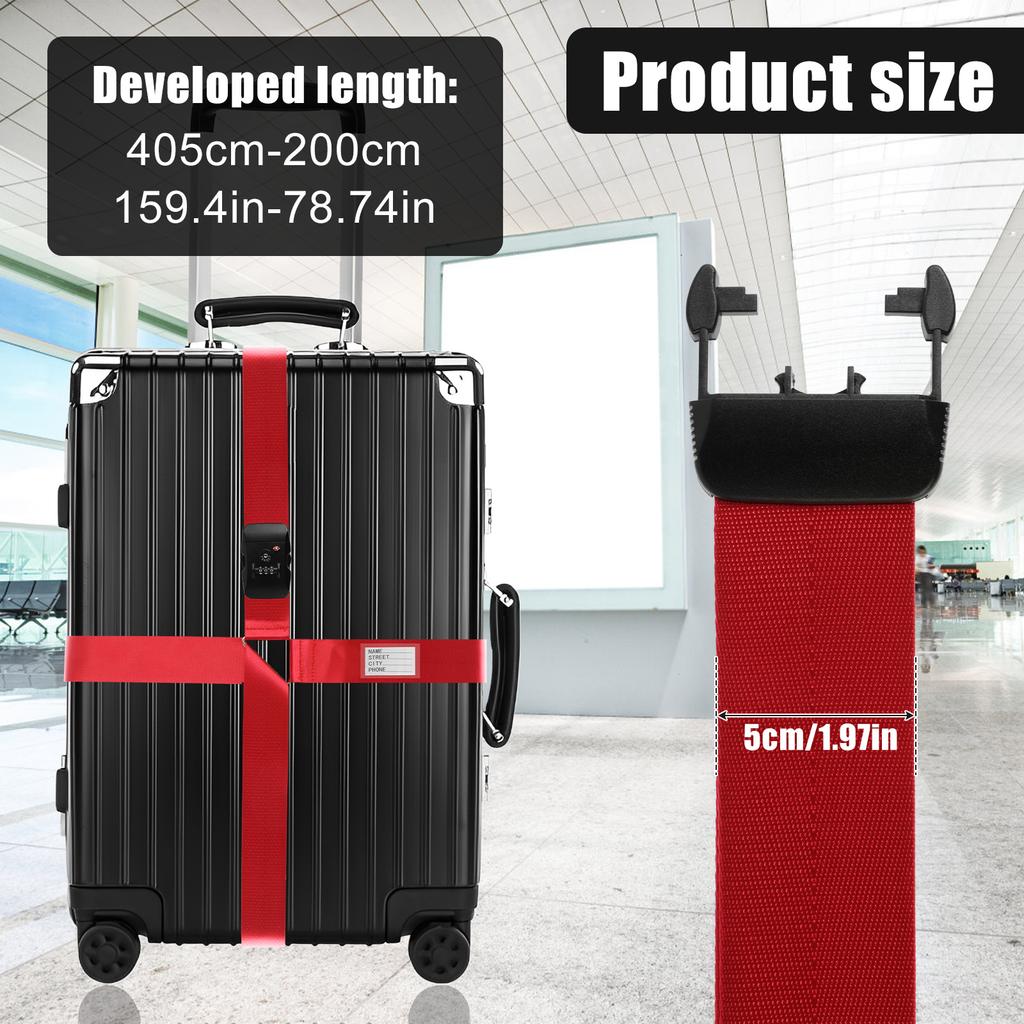 1Pc Anti-theft Luggage Buckle Cross Strap Password Adjustable Bundling Packing Baggage Belt Suitcase Trunk Belts Bag Accessories