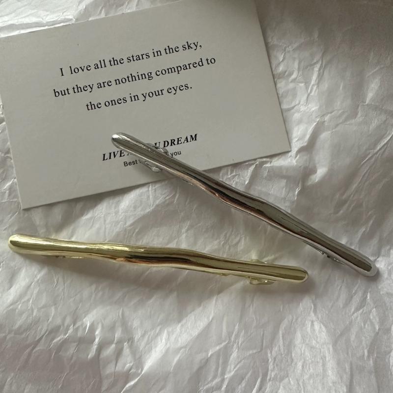 11cm Women New Simple Metal Golden Strip Long Barrettes Hair Clips Vintage Hairpins Automatic Smooth Spring Clip Hairgrip INS