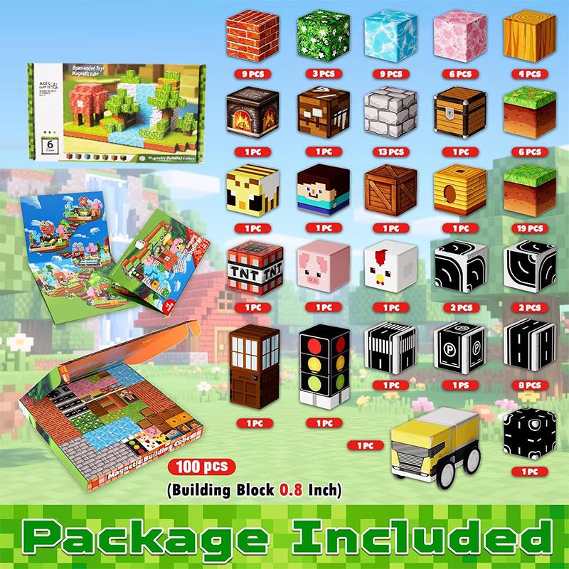 Pink Princess Castle Magnetic Cube Building Blocks - STEM Educational Toy Set