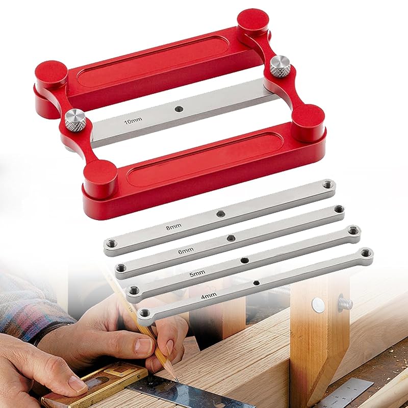 Center Gauge, Woodworking Center Scribe Offset scribing Centering Tool, can be Replaced with Different Specification Marking Rod (inch+metrication)