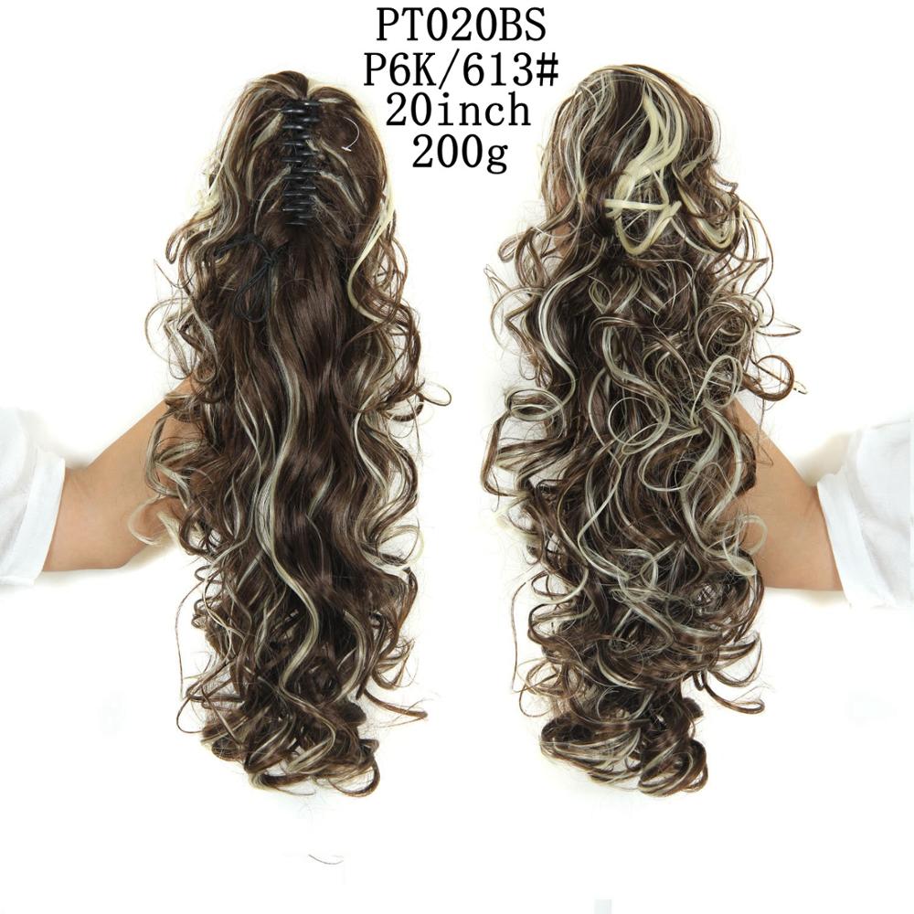 20Inch Synthetic Women Claw On Ponytail Clip In Hair Extensions Wavy Curly Style Pony Tail Hairpiece
