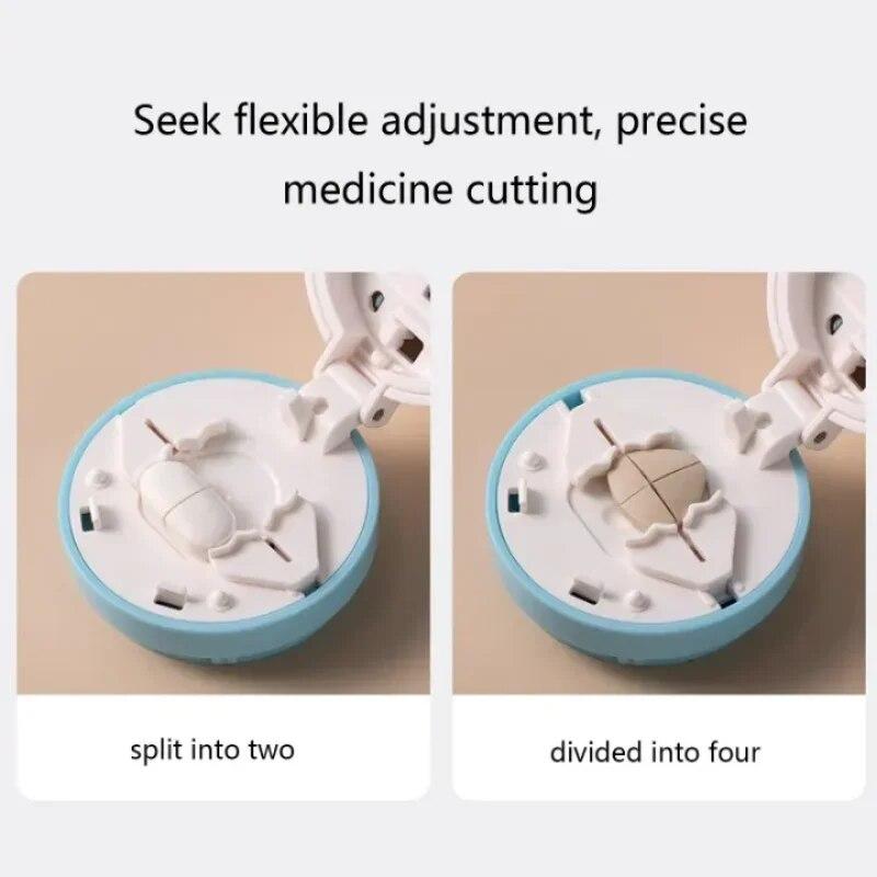 Tragbare Pillendose mit Cutter, schneidet kleine harte Pillen oder große Pillen in Viertel, Reise-Aufbewahrungsbox, Organizer