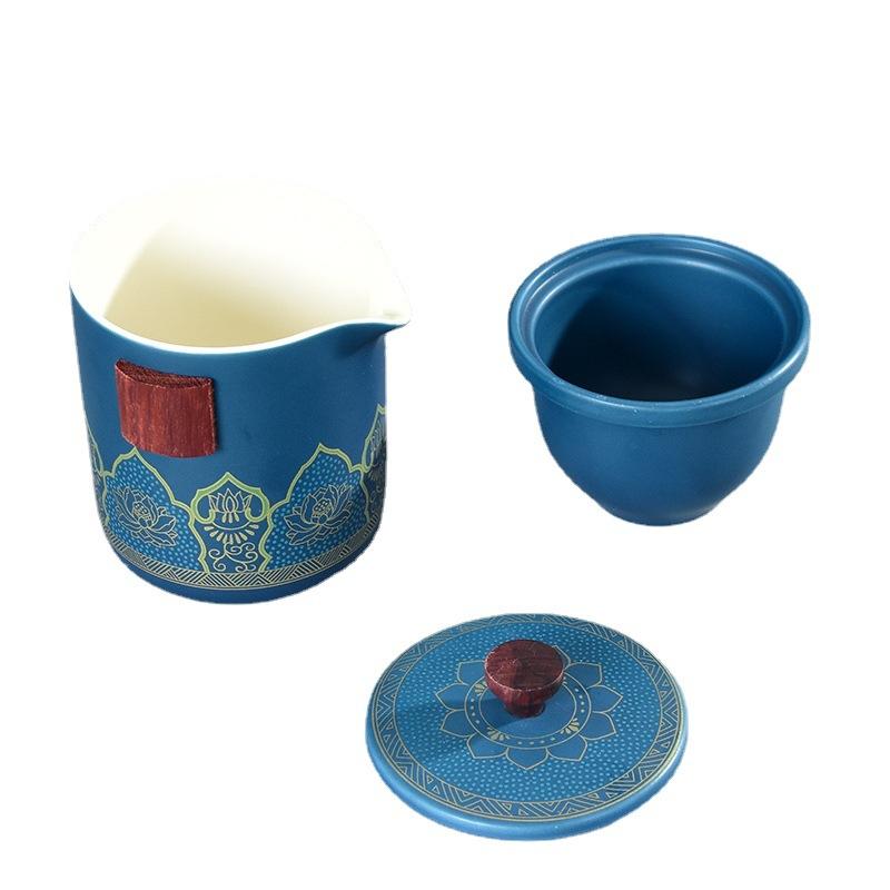 Ceramic gift travel outdoor portable travel tea set Kuaike cup storage tea cup tea can gift