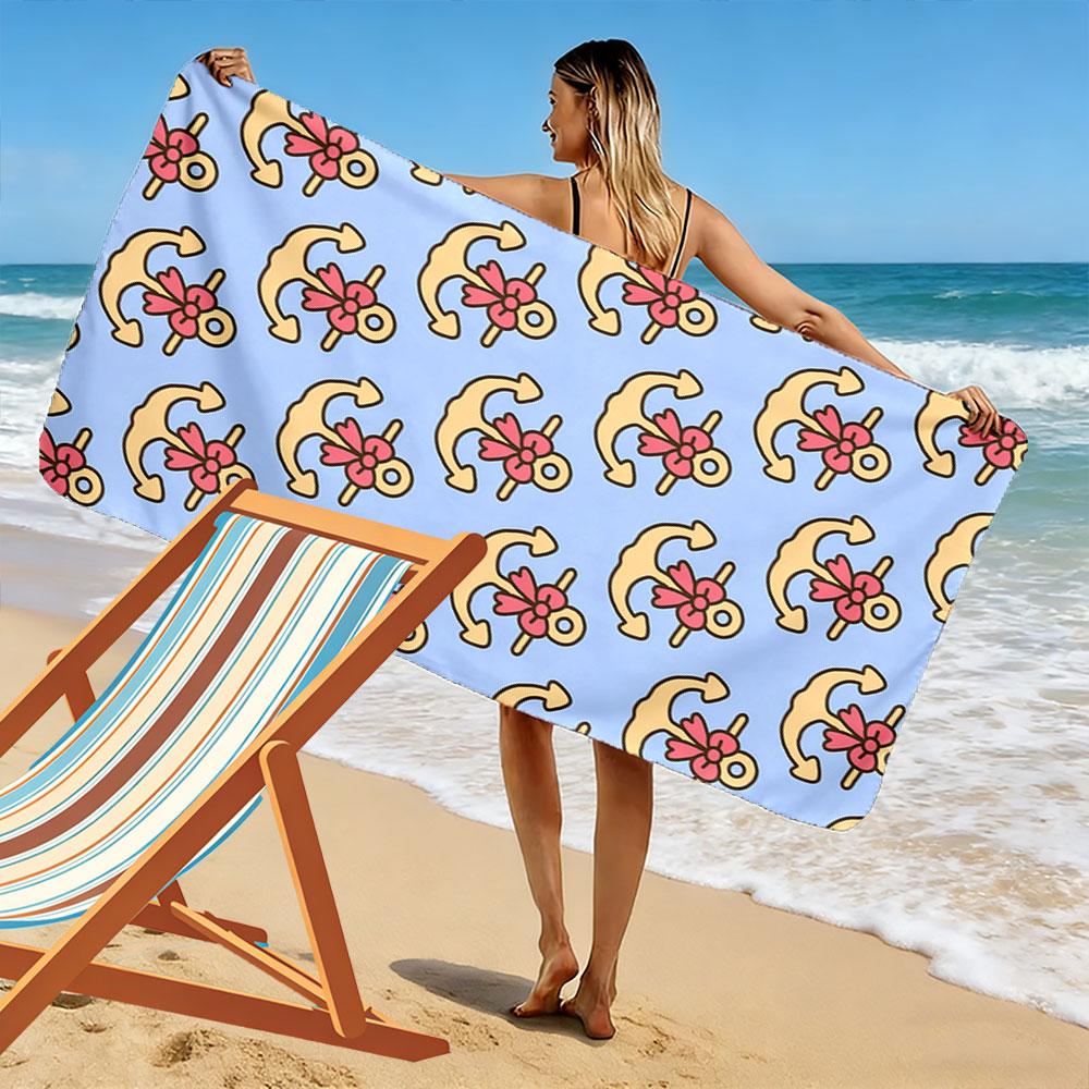 Anchor elegance with bows Print beach towel, quick drying, suitable for travel, outdoor sports, jogging, the beach and swimming, gift