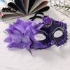 Venetian Style Mask Half Face Masquerade for Women, Mesh Flower Rhinestone Mask, Costumes Accessory Halloween Carnival Prom Ball Party Vintage