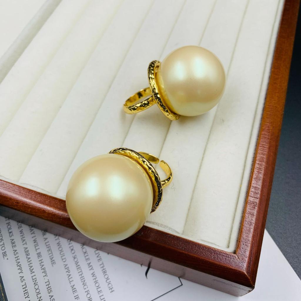 30 Centimeter Bead Necklace Ring Set, Temperament Simple Intellectual Jewelry Set, Brass Pendant Necklace.