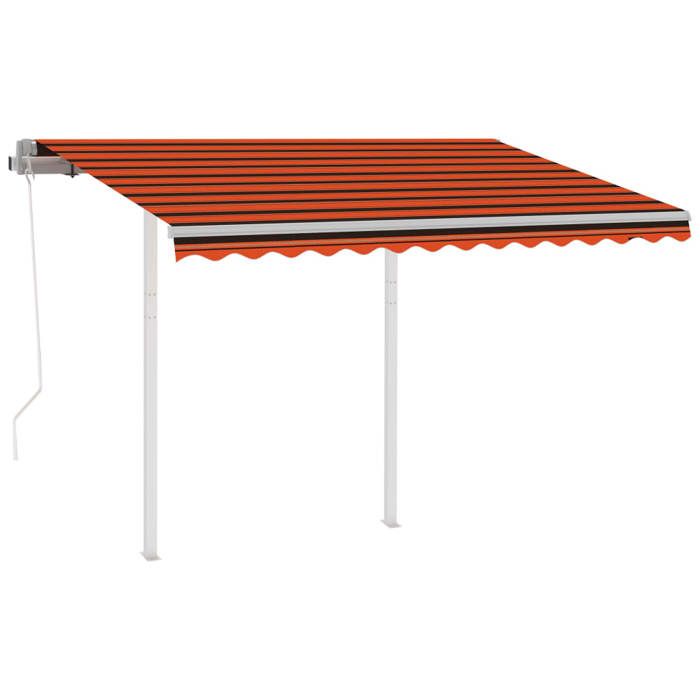 VidaXL Auvent rétractable automatique poteaux 3,5x2,5 m Orange marron 3069930