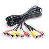 AV 1-to-2 Lotus Head Cable: 3 Male to 6 Female RCA for DVD/TV Connection