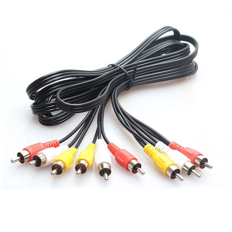 AV 1-to-2 Lotus Head Cable: 3 Male to 6 Female RCA for DVD/TV Connection
