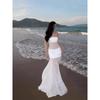 Seaside vacation beach dress pure desire style Spice girl fashion one word shoulder tube top slim hip skirt backless dress summer