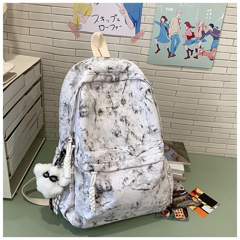 Girls Korean Version of Ins Simple Large Capacity Tie Dye Backpack New High School Students Backpack.