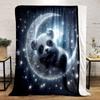 Dreamy Panda On Crescent Moon Print Blanket Soft and Cozy Perfect for the Living Room Bed Sofa or a Nap,gift