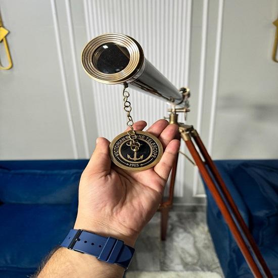 Double Barrel Brass Handmade Telescope with Wooden Tripod Nautical Decor