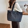 Large Capacity Nylon Tote Bag for Women Lightweight Shopping Shoulder Bag with Multiple Pockets and Zipper Closure for Daily Use