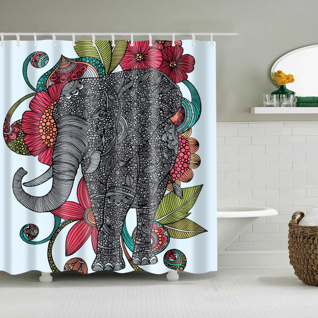 Söt Duschdraperi med Djurmönster Polyester Vattentätt   duschdraperi