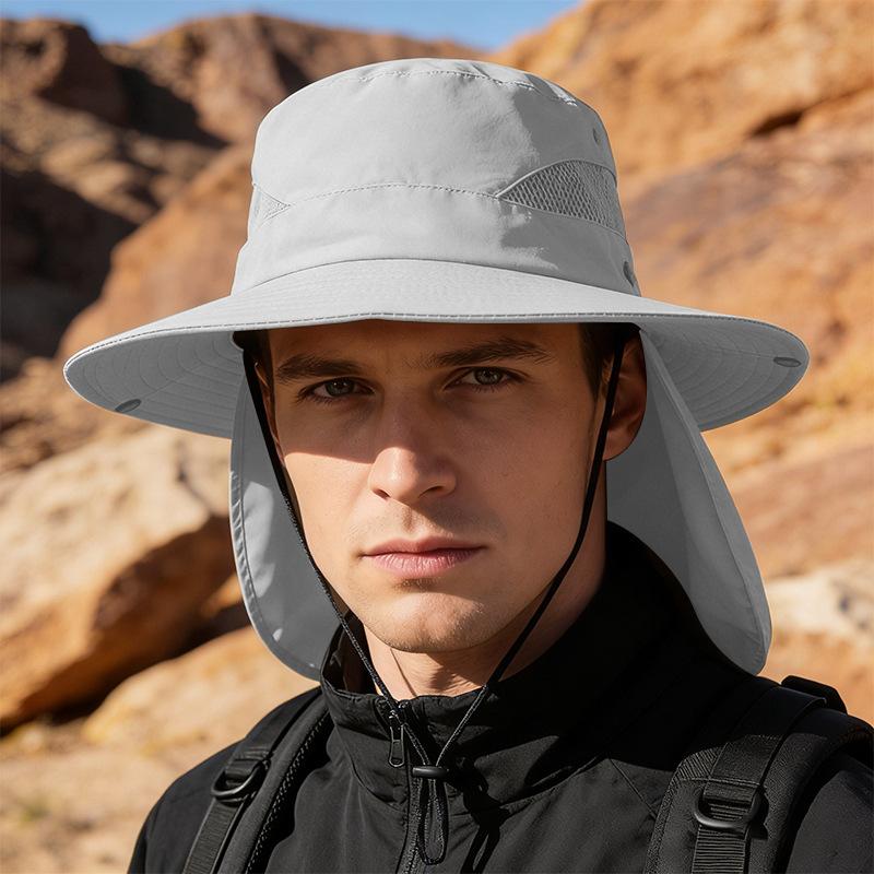 Sunscreen hat men's new sunshade fishing hat sun hat men's large brim UV protection bucket hat