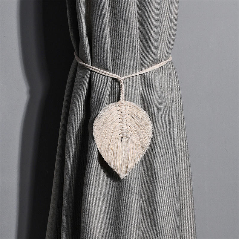 Leaf Macrame Curtain Tiebacks Hand-Woven Cotton Tassel Curtain Straps Tie Decorative Accessories for Living Room Boho Decor