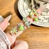 Niche High‑Sense Stack‑Wear Open Ring Subculture Sweet‑Cool Green Apple Enamel Zircon Personality Light‑Luxury Adjustable Fashion Jewelry
