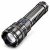 Rechargeable Heavy Duty LED Flashlight, Adjustable Focus, Digital Power Display + COB Tail Light, Spot/Flood Beam for Emergency & Outdoor
