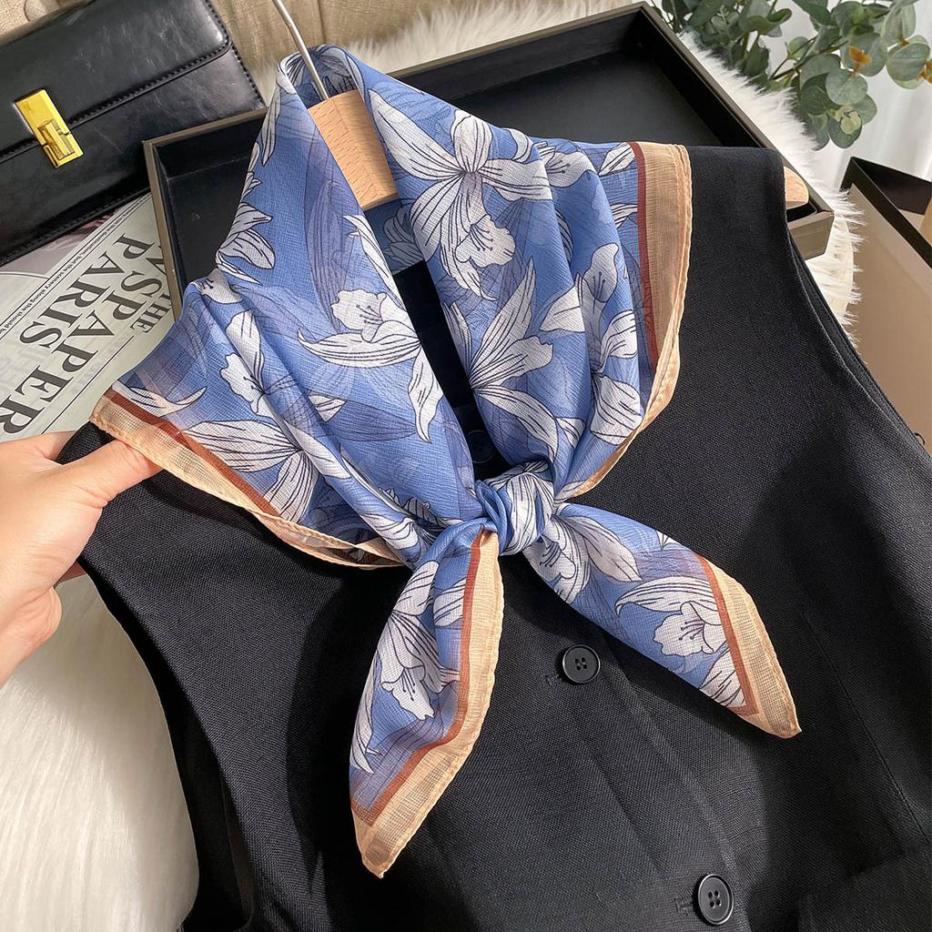70cm Square Scarf Versatile Neck Scarf For Dress Up Your Look, Spring/Summer Women's Soft Stain Bandannas Hijab Neckerchief