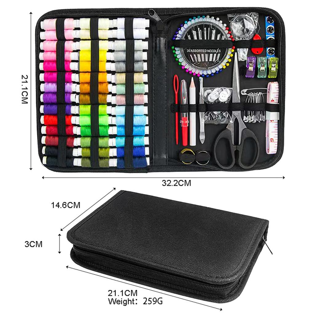 JUNING Sewing Portable Sewing Kit with Tools for and for Home Elementary School and Includes Black Storage Bag Colors XL Kit, Embroidery, Crafts,