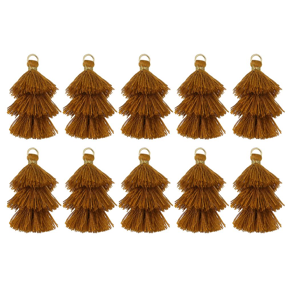 10Pcs Tiny Tri-Layered Tassels 1.6" Mini Tassel Bag Charm Bohemian Keychains Handmade Tassel Keychain for DIY Projects